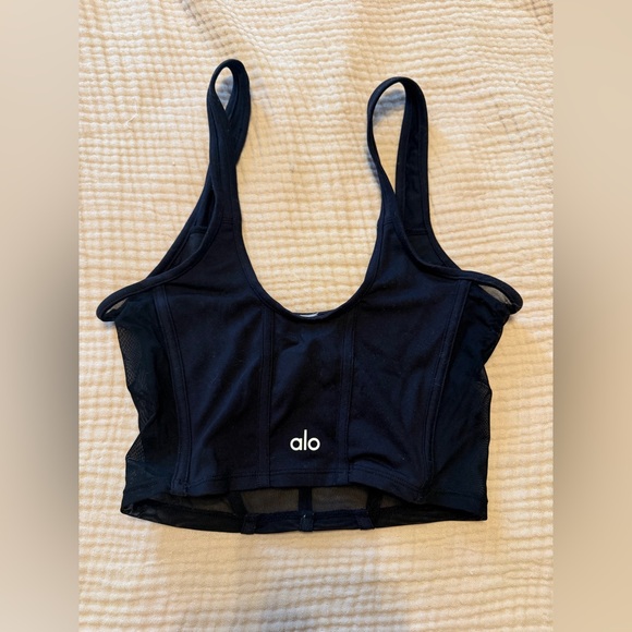 ALO Yoga Black Mesh Sports Bra corset size small - Picture 7 of 8